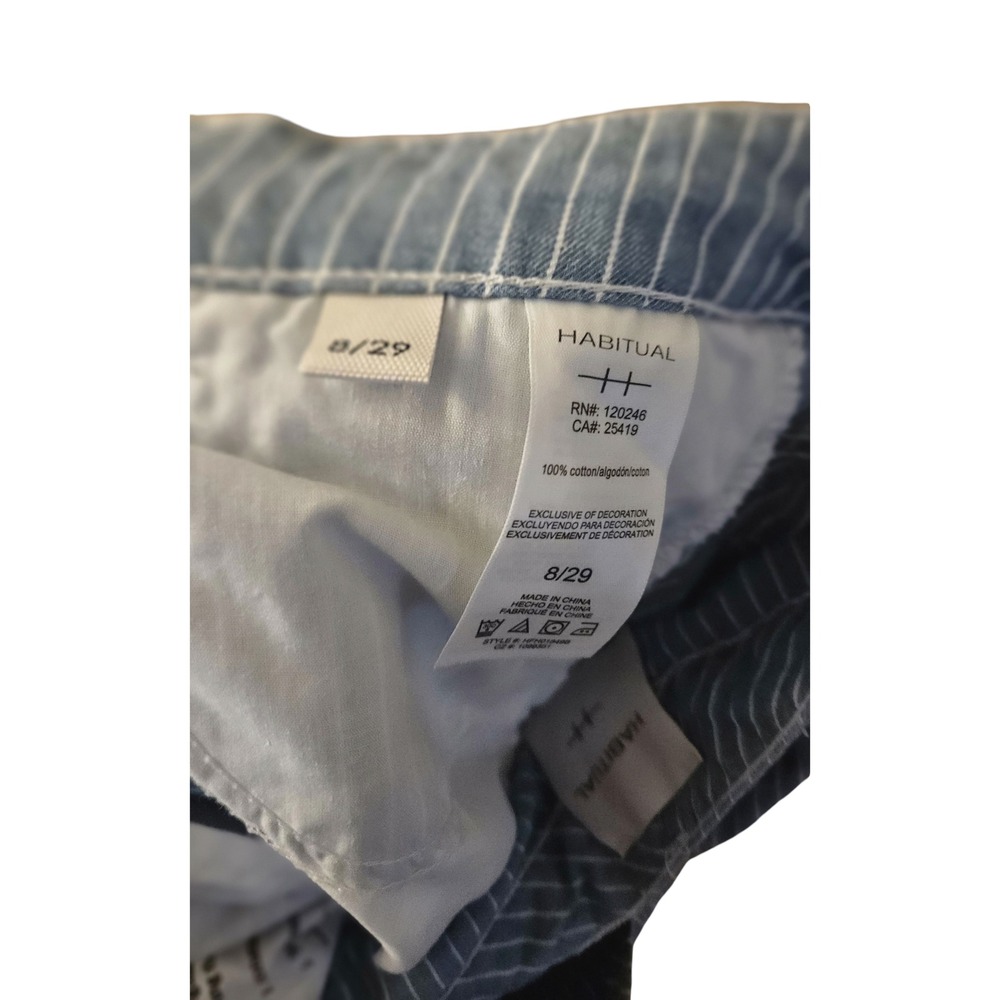 Habitual Womens Blue White Pinstripe Wide Leg Cotton Trousers Pants Size 8/29 - Picture 5 of 5